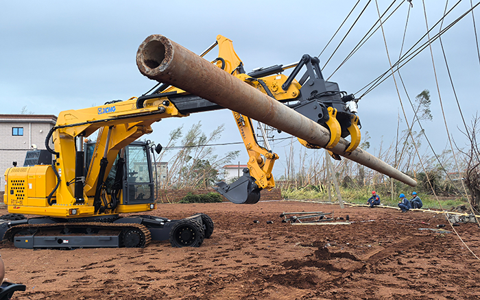 “摩羯”來襲，徐工開挖立桿一體機(jī)跑贏時間助力抗災(zāi)復(fù)電搶修